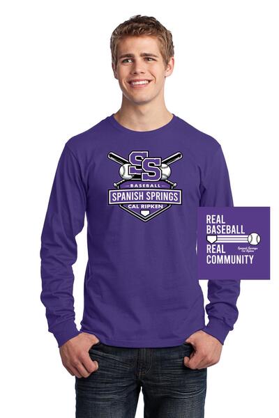 Purple - ® Long Sleeve Core Cotton Tee w/ PRINT FRONT & BACK