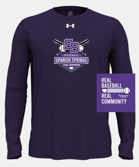 PURPLE - 500 - UA Mens Team Tech LS w/ PRINT FRONT & BACK