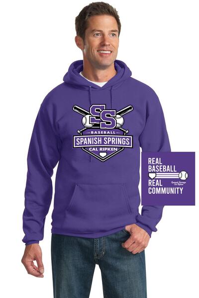 Purple - ®  Essential Fleece Pullover Hooded Sweatshirt w/ PRINT FRONT & BACK
