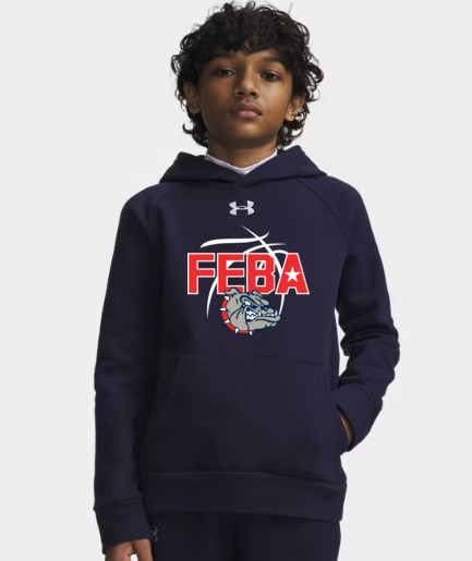 410-NAVY - UA Rival Fleece Boys' Hoodie w/ PRINT (FEBA)