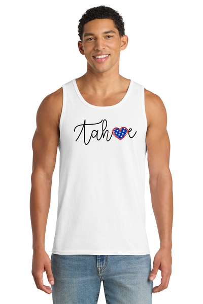 White - Core Cotton Tank Top w/ Print (Tahoe Love 4th)