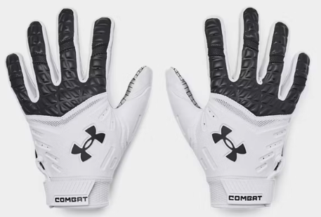 001- Black/White - Men's UA Combat Football Gloves