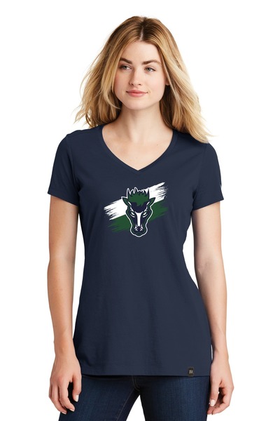 True Navy - ® Ladies Heritage Blend V-Neck Tee w/ Print