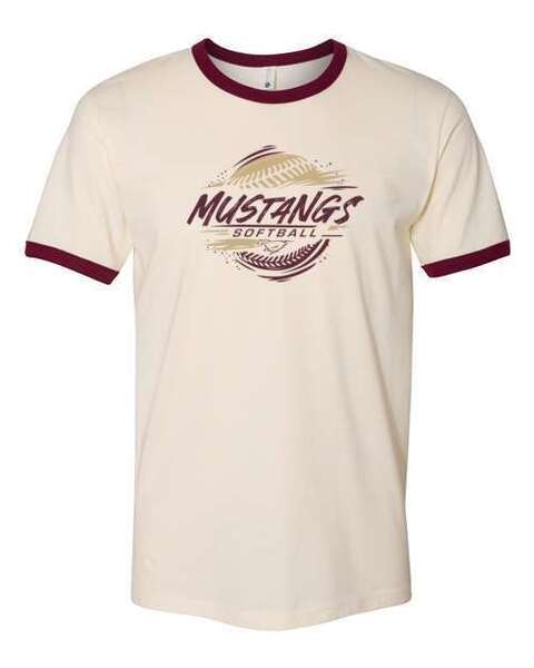Natural/Maroon - Unisex Cotton Ringer T-Shirt - SB