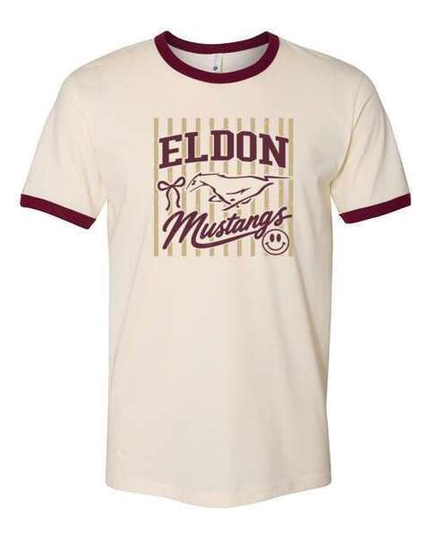 Natural/Maroon - Unisex Cotton Ringer T-Shirt - Logo1