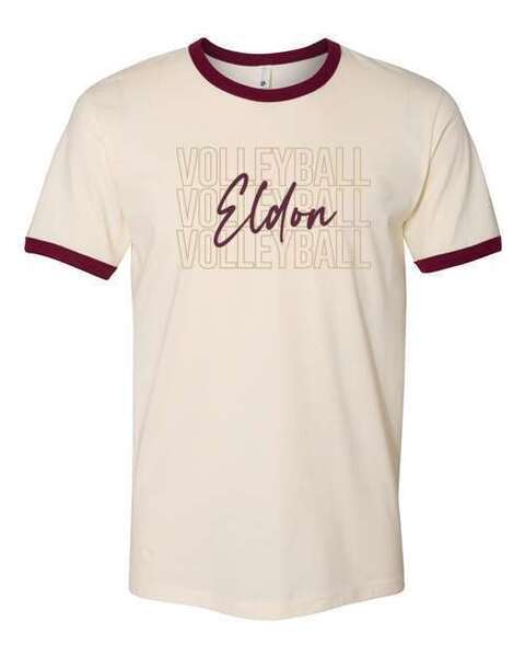 Natural/Maroon - Unisex Cotton Ringer T-Shirt - VB