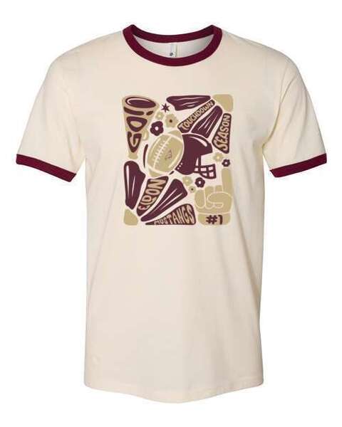 Natural/Maroon - Unisex Cotton Ringer T-Shirt - FB2
