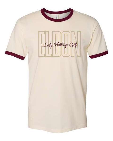 Natural/Maroon - Unisex Cotton Ringer T-Shirt - Golf