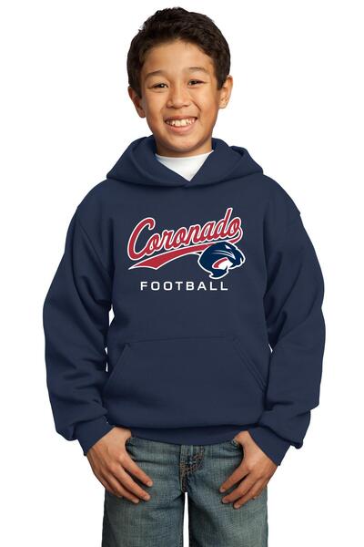Navy - ® Youth Core Fleece Pullover Hooded Sweatshirt W/ PRINT