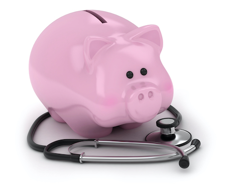 Piggybank and stethoscope