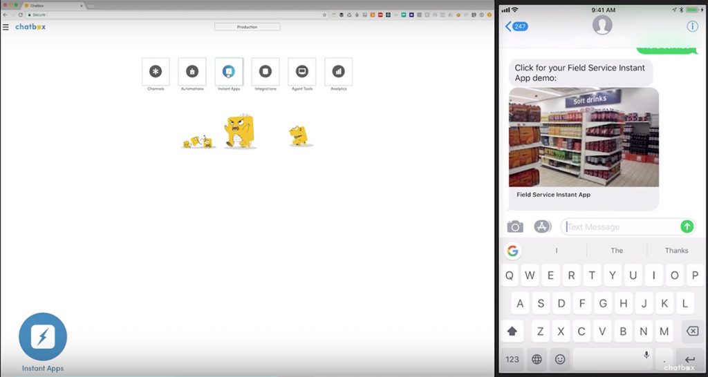 Instant App messaging channel preview