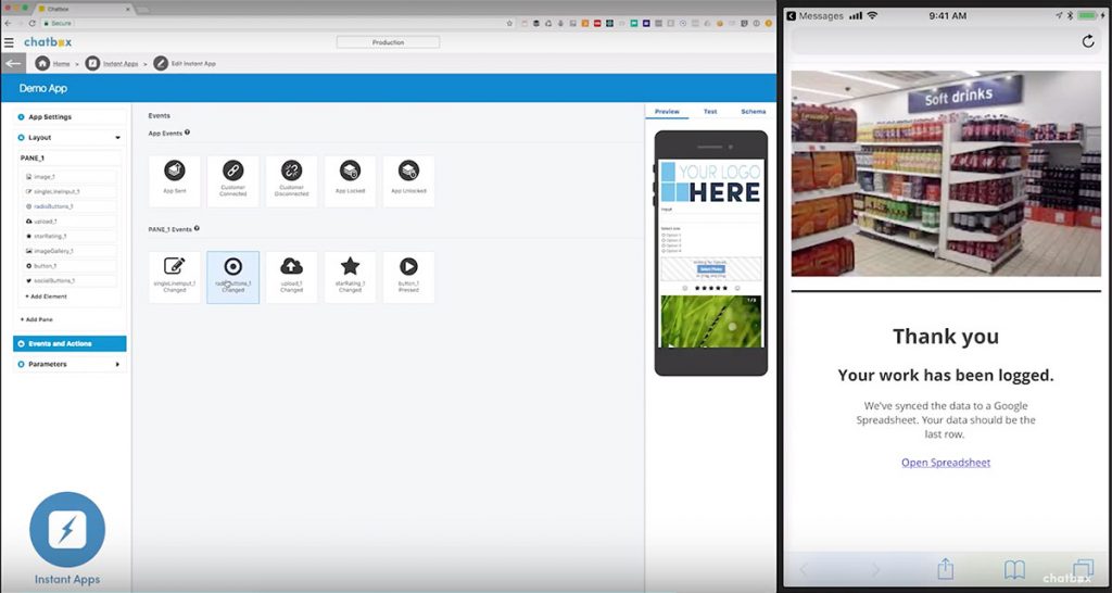 Instant App drag and drop elements