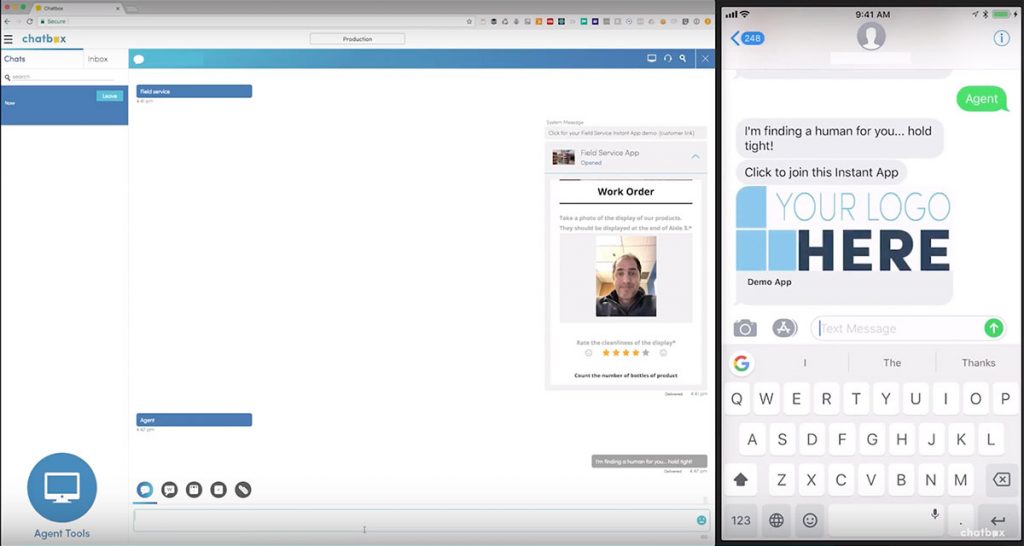 Sending an Instan App to the customer via text message