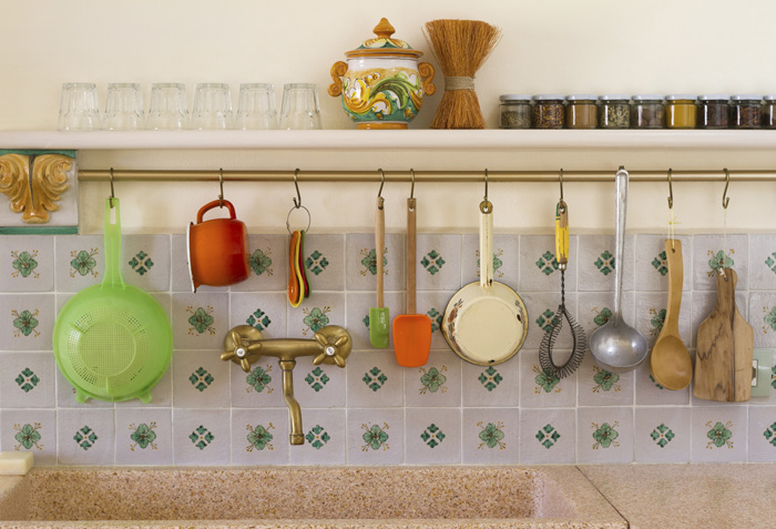 Big Rustic Kitchen Sink with Italian Tile Backsplash Big Rustic Kitchen Sink with Italian Tile Backsplash