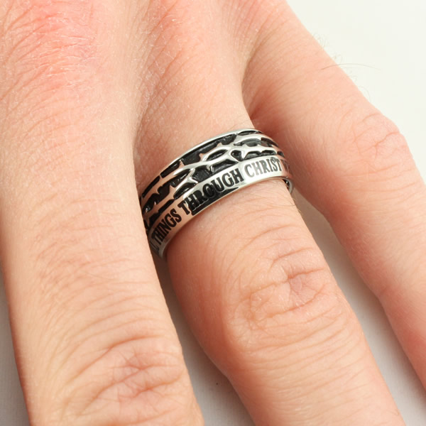 Christ My Strength Crown of Thorns Ring (STCOTCMS) Men's Rings on