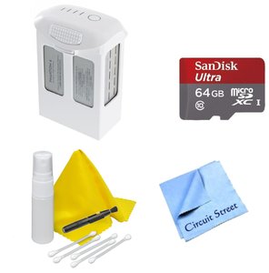 DJI Phantom 4 Battery Power Kit - Includes 1 Intellegent In Flight Batteries + 1 64GB SD Memory Card