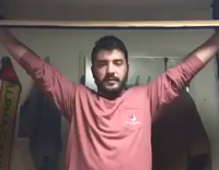 Collab DPDT - Guy in red shirt smashes large mirror on his head