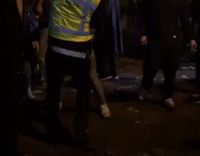 MUSIC NSFW Guy trying to fight security guard in yellow vest