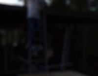 White Shirt Guy Jumps Off Ladder And Breaks Foldable Table