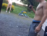 nsfw guy naked gets shot with paintball 