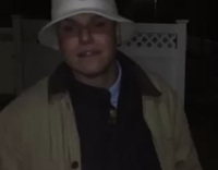 guy white bucket hat slams into fence