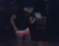 NSFW Rainbow Shorts Black T-Shirt Guy Hits Beer Over Head