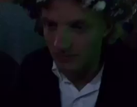 music guy with wig dancing falls down 