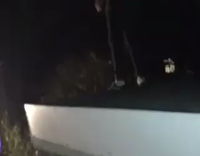 jumping from roof to trampoline and falling off