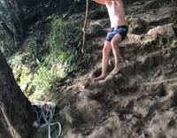 Shirtless Guy Faceplants In River Off Rope Swing
