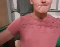 MUSIC guy on top of another guy on pool table