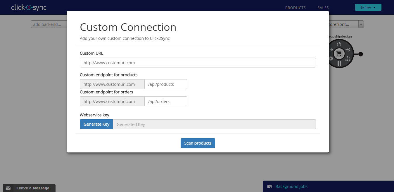 New DropshipDesign connection Step 2