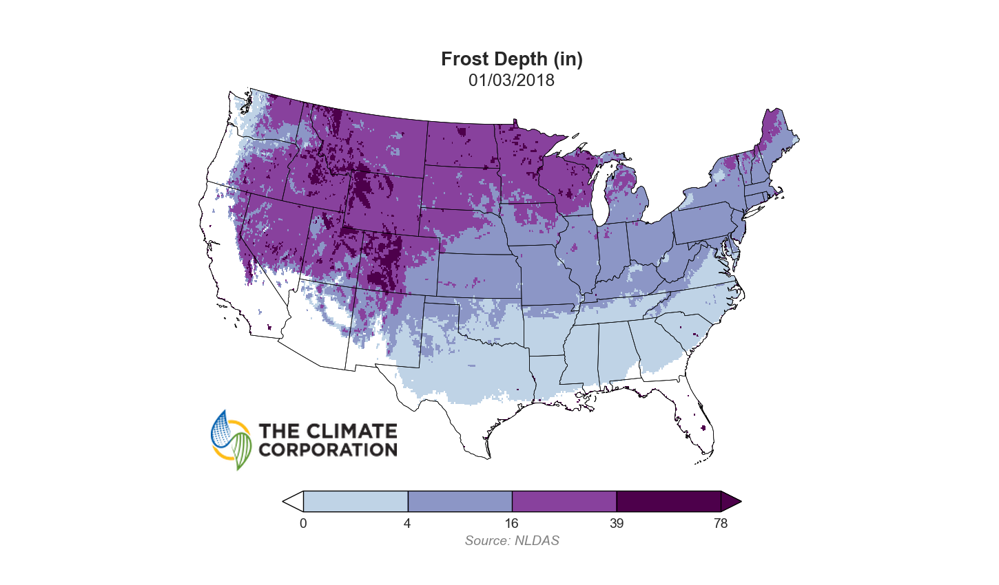 United States Frost Depth Map