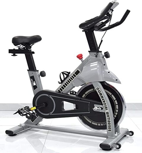Skyland Fitness Exercise Bike/Spin Bike For Home Cardio And Strength Training Workouts With Height Adjustable And Water Bottle Holder, EM-1560-W Grey,0.00