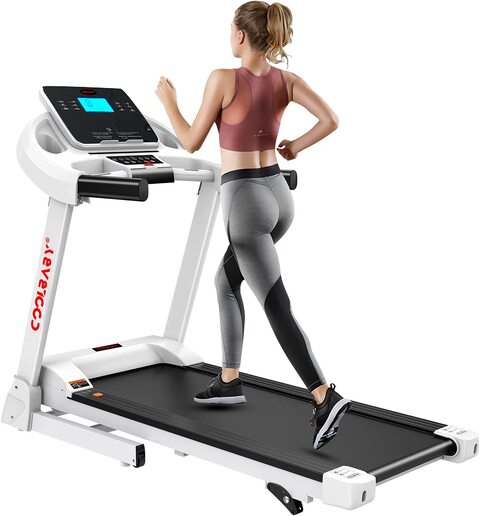 Coolbaby Folding Treadmill Electric For Adult Fitness Equipment Indoor Outdoor,5'' Lcd Screen 110Kg-Max Bearing,Pbj-X2,White,0.00