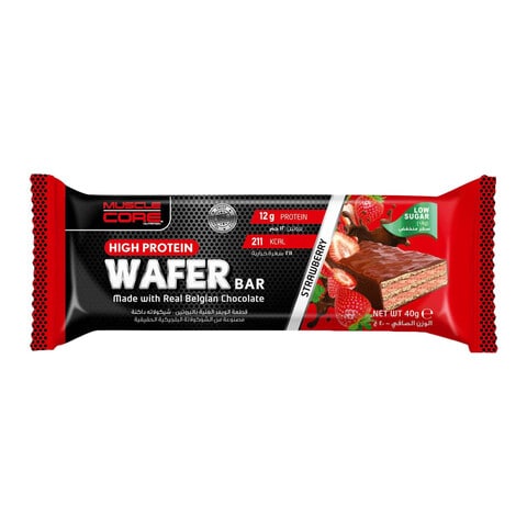 Muscle Core Nutrition Strawberry Flavour High Protein Wafer Bar 40g,0.00