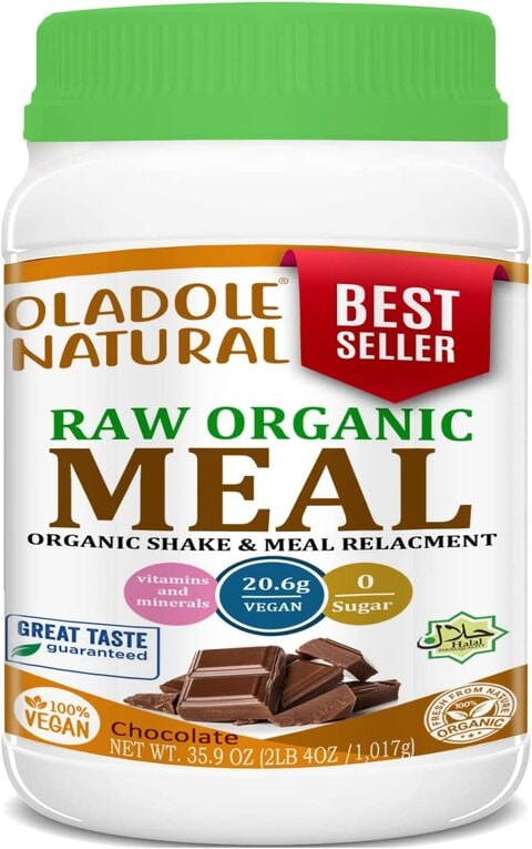 Oladole Natural Raw Organic Meal Replacement Shakes Chocolate Plant Based Vegan Protein Powder, Pea Protein, Sprouts, Greens, Probiotics, Dairy Free,0.00