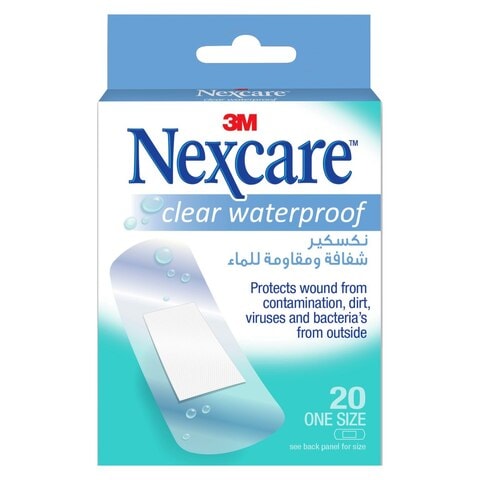 Nexcare Clear Waterproof Bandages Plasters 25 mm x 72 mm 20 PCS,0.00