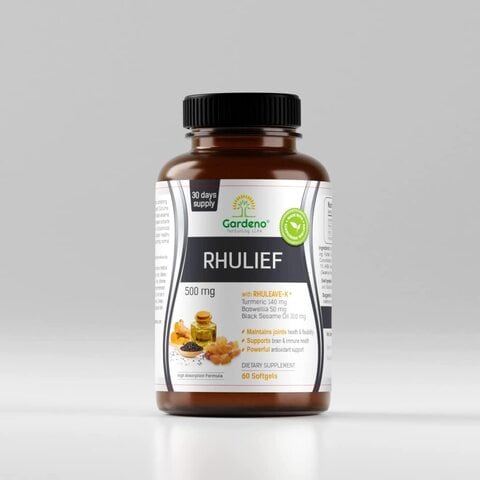 Gardeno Nurturing Life Fast Natural & Non-Addictive Pain Relief Supplement Rhuleave-K By Gardeno, 3 In 1 Power-Packed High Absorbtion Formula, With Curcumin, Boswellia & Black Sesame Oil, 60 Softgels,0.00