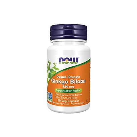 Now Supplements Ginkgo Biloba 120 Mg Double Strength Non-Gmo Project Verified, 50 Veg Capsules,0.00