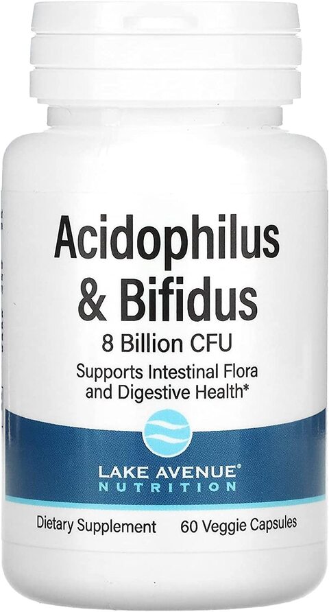 Lake Avenue Nutrition, Acidophilus & Bifidus, 8 Billion Cfu, 60 Veggie Capsules,0.00