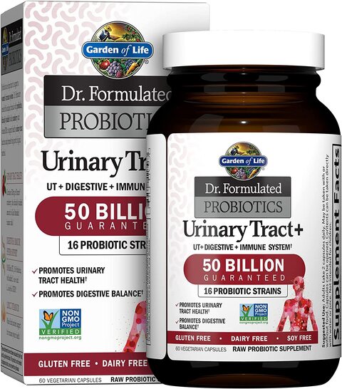 Garden Of Life Dr. Formulated Probiotics Urinary Tract+, Acidophilus Probiotic With Pacran Cranberry For Urinary Tract Health, Digestive Balance, Gluten, Dairy And Soy Free, 60 Capsules,0.00