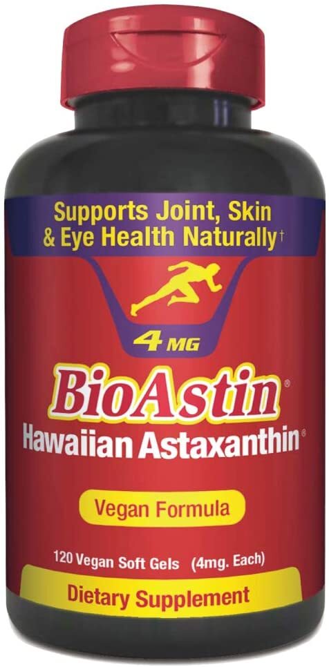 BioAstin Hawaiian Astaxanthin Vegan, 4mg, 120 Count -†Hawaiian Grown Premium†Antioxidant, Supports Recovery from Exercise + Joint, Skin, Eye Health Naturally,0.00