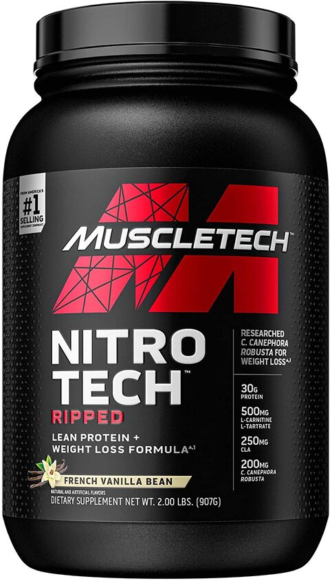 Muscletech Protein Powder, Nitro-Tech Ripped, Whey Protein Powder + Weight Loss Formula, Lose Weight, Weight Loss Protein Powder For Women & Men, Vanilla, 2 Lb(Package May Vary),0.00