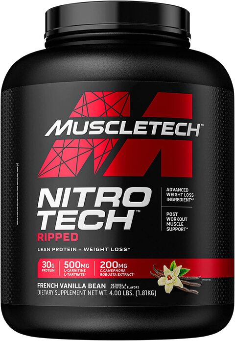 Muscletech Protein Powder For Weight Loss   Muscletech Nitro-Tech Ripped   Lean Whey Protein Powder   Whey Protein Isolate   Weight Loss Protein Powder For Women & Men   Vanilla, 4 Lbs (42 Servings),0.00