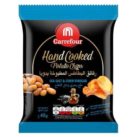 Carrefour Handcooked Potato Chips With Sea Salt And Cider Vinegar 40g,0.00