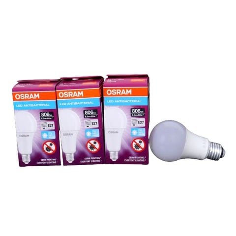 Osram E27 Antibacterial LED Bulb 8.5W Day Light Pack of 3,0.00