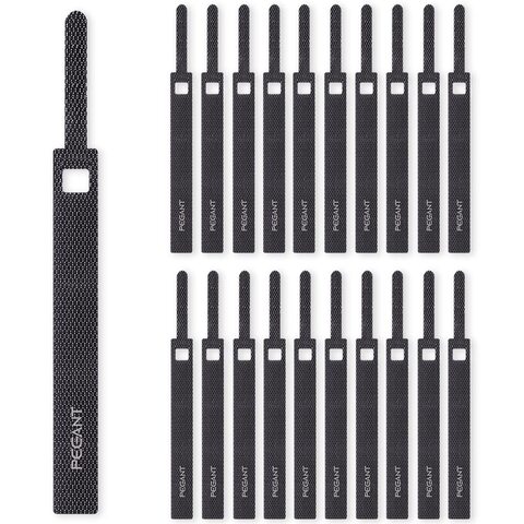 Pegant 20pcs Reusable Velcro Fastening Cable Management Straps Wire Ties Hook & Loop, Adjustable Fastening Cord Organizer For tidy electronics accessories, 20 pieces,0.00