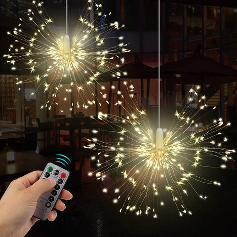Vivibel Fireworks LED Light, 2 Pieces 120 LEDs Fairy Lights With 8 Modes Lighting Waterproof Copper Wire Lights For Garden Terrace Wedding Party Christmas,0.00