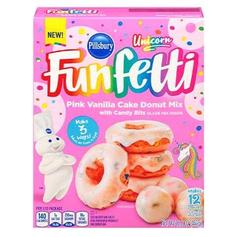 Pillsbury Funfetti Unicorn Pink Vanilla Cake Donut Mix 459g,0.00