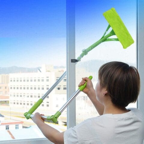 Skeido Window Cleaning Brush Mop 2 In 1 U Shape Retractable Foldable Handle Adjustable Cleaning Tools,0.00